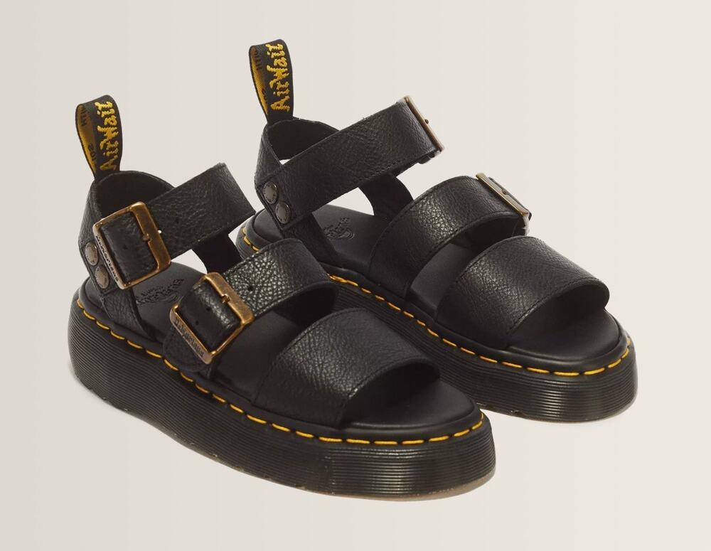 Dr Martens Gryphon Pisa Leather Platform Sandals Black Ladies 7 Edgy Punk Grunge